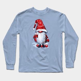 Christmas Nisse Gnome Gonk Holding A Glass Of Mulled Wine Long Sleeve T-Shirt